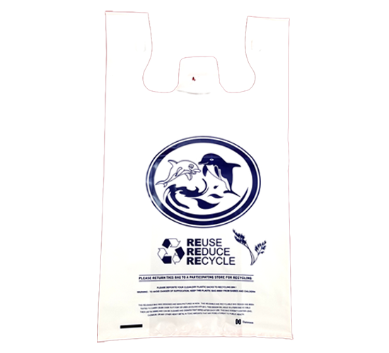 1/6 BBL T-Sack Reusable 12"x7"x23" Dolphin Print White 2.25 mil. 200/CS